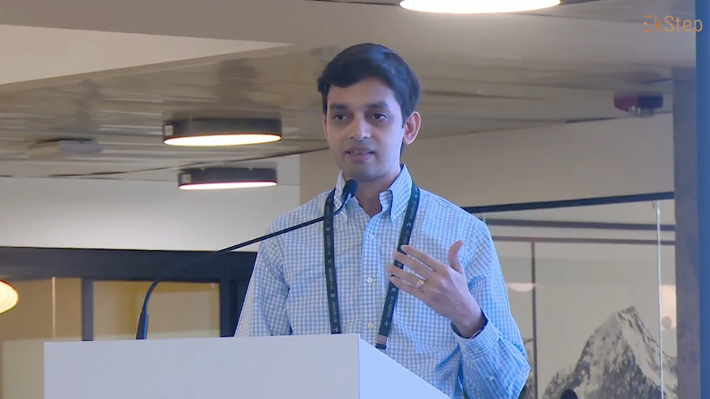 Amit Singhee (IBM) and Pankaj Singh (BharatGen) demo InstructLab AI legal access at People+ai Mela, showing multilingual Bharatiya Nyaya Samhita queries.