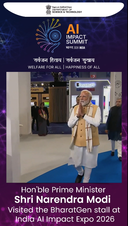 PM Narendra Modi visiting the BharatGen pavilion