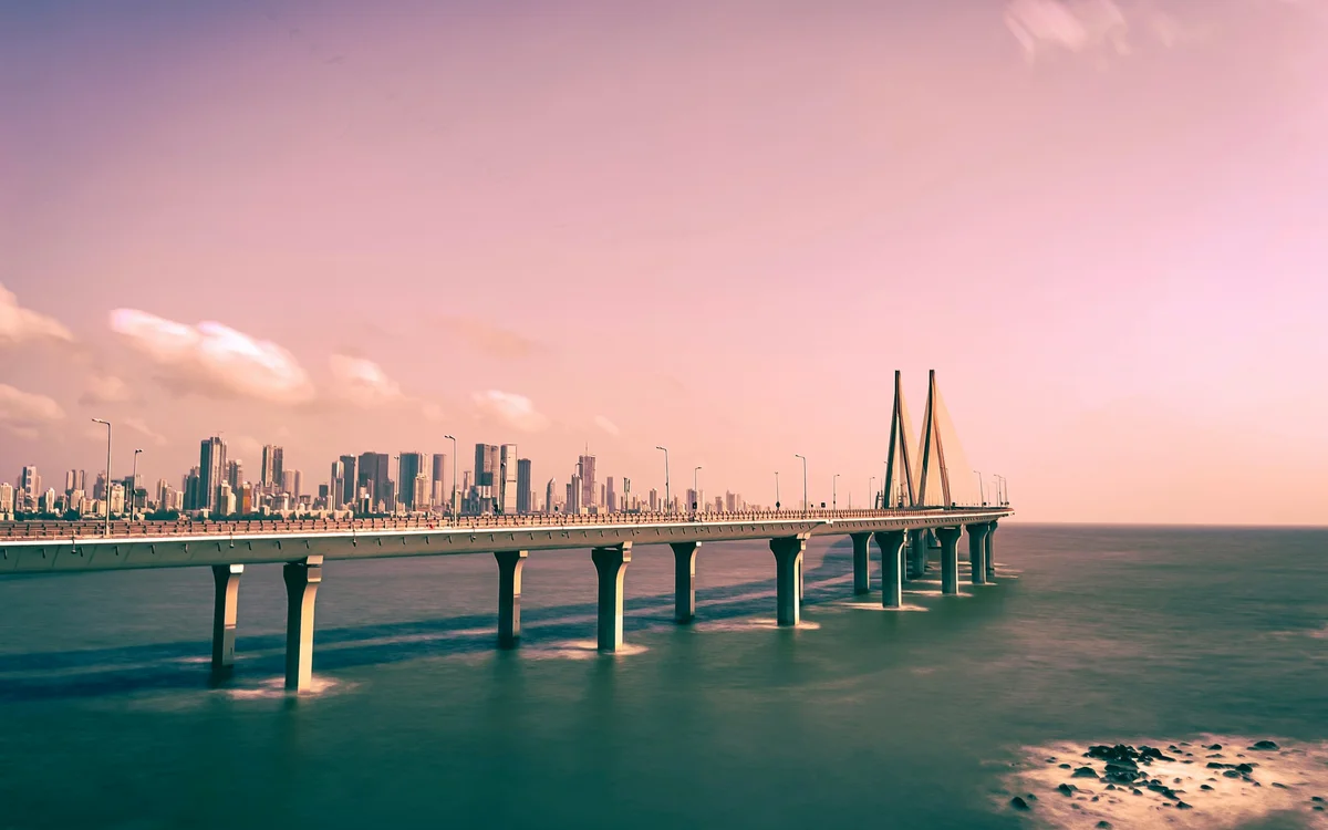 The Bandra-Worli Sea Link and the Mumbai skyline