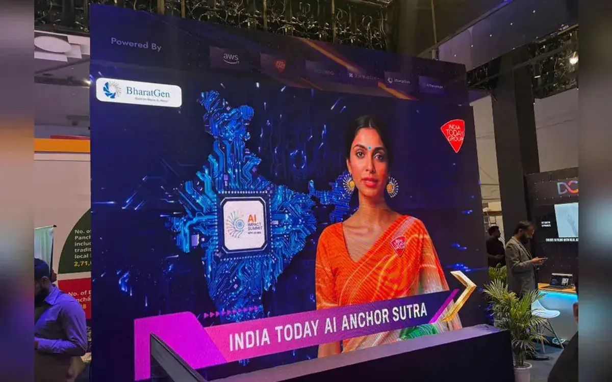 Sutra, the AI news anchor built with India Today, at the India AI Impact Summit